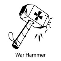 A sketchy style icon of war hammer vector