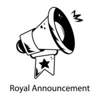 A glyph style icon of royal announcement with loudspeaker vector