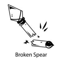 An icon of broken spear in hand drawn style vector
