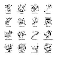 Doodle style icon of warrior shield with cross swords vector