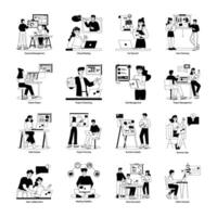 Character based flat illustration of virtual meeting vector