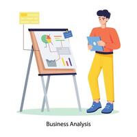 Person giving business analysis presentation, flat illustration vector
