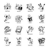 Doodle style icon of warrior shield with cross swords vector