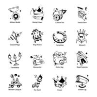 An icon of crown in hand drawn style vector