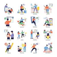 Character based flat illustration of virtual meeting vector