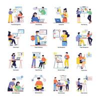 Character based flat illustration of virtual meeting vector