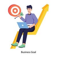 Employee working on business goal, flat illustration vector