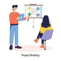 Character based flat illustration of project briefing session vector