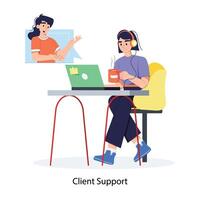Online client support illustration in flat style vector