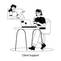 Online client support illustration in flat style vector