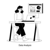A flat illustration of online data analysis expert vector