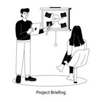 Character based flat illustration of project briefing session vector