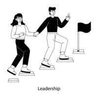 Employees moving upward together showing leadership, flat illustration vector