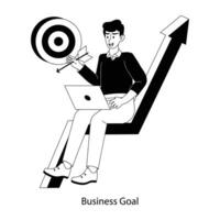 Employee working on business goal, flat illustration vector