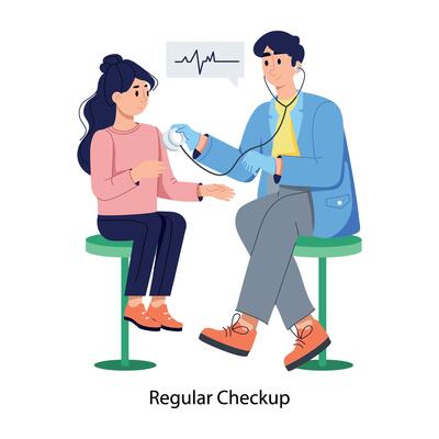 A flat illustration of patient regular checkup