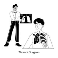 A flat character illustration of pulmonology checkup vector