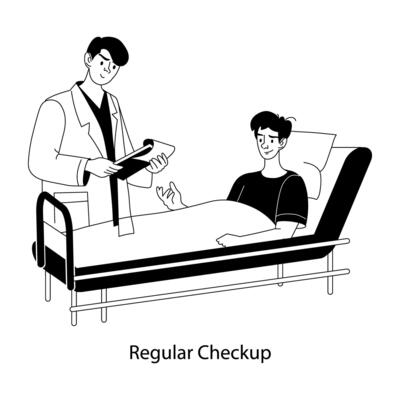 A flat character illustration of patient checkup