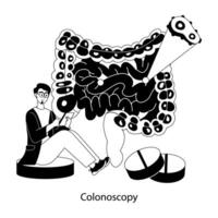 Character based flat illustration of colonoscopy vector