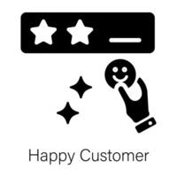 Solid icon showing happy customer giving feedback vector