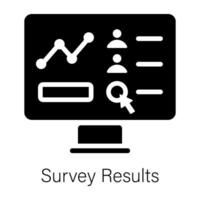 A glyph style icon showing online survey results vector