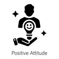 Person with positive attitude, solid style icon vector