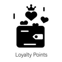A solid icon denoting wallet with loyalty points vector