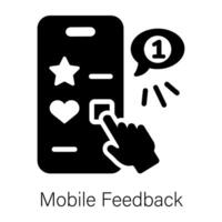 A solid style icon of mobile feedback vector