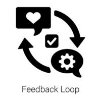 Glyph style icon showing feedback loop vector