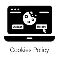 A solid style icon of cookie policy rules vector