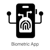 A solid icon of biometric app verification vector