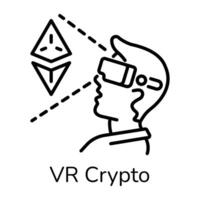 An editable line icon of vr crypto vector