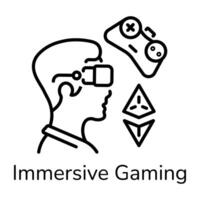 Handy line style icon of immersive gaming vector
