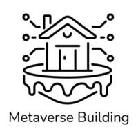 An outline icon of metaverse building vector