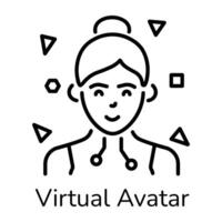 Here is an outline icon of virtual avatar vector