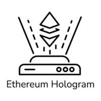 A catchy line style icon of ethereum hologram vector