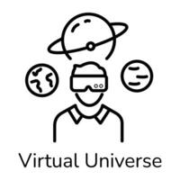 A modern line style icon of virtual universe vector
