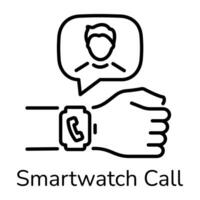 An editable line icon of smartwatch call vector