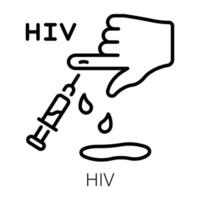 Line icon of hiv self testing with syringe vector