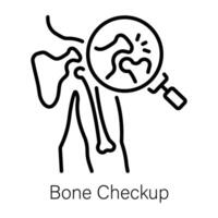 Linear icon of bone checkup with magnifier vector
