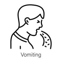 A line style icon of vomiting vector