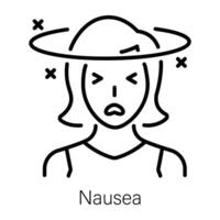 Line style icon showing a character with nausea vector