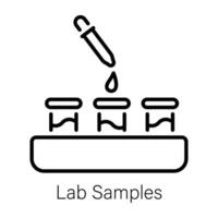 A line icon of lab samples tubes and dropper vector