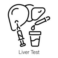 Taking sample for liver test, line icon vector