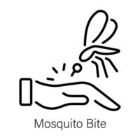A line icon of mosquito bite on hand vector