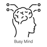 A line icon showing head with busy mind vector