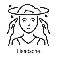 A line icon showing a person with headache vector