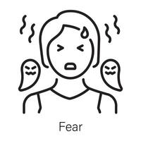 Outline icon showing a person suffering from ghost fear vector
