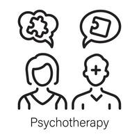An outline icon of psychotherapy session vector