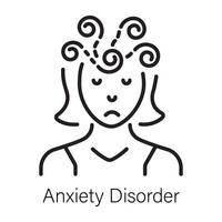 An outline icon of a person with anxiety disorder vector