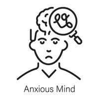 Anxious mind examination icon in line style vector